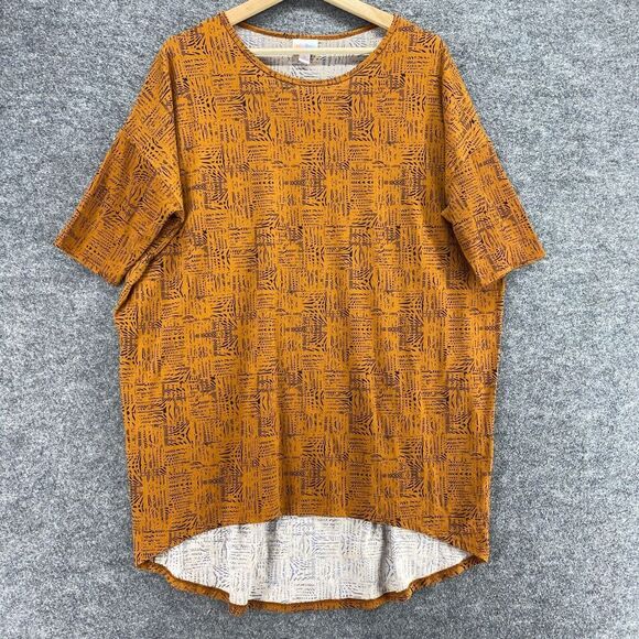 LulaRoe T-Shirt Women M Medium Orange Geometric Short Sleeve Round Neck Casual - Picture 1 of 9